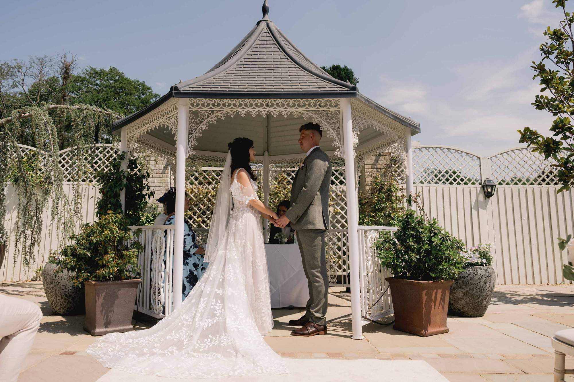 Outdoor wedding ceremony at Southdowns Manor.